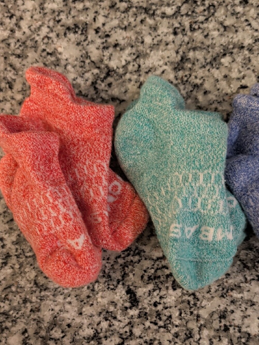 Bombas Kids No-Show Socks in Coral, Teal, Navy and Light Blue - Picture 3 of 3